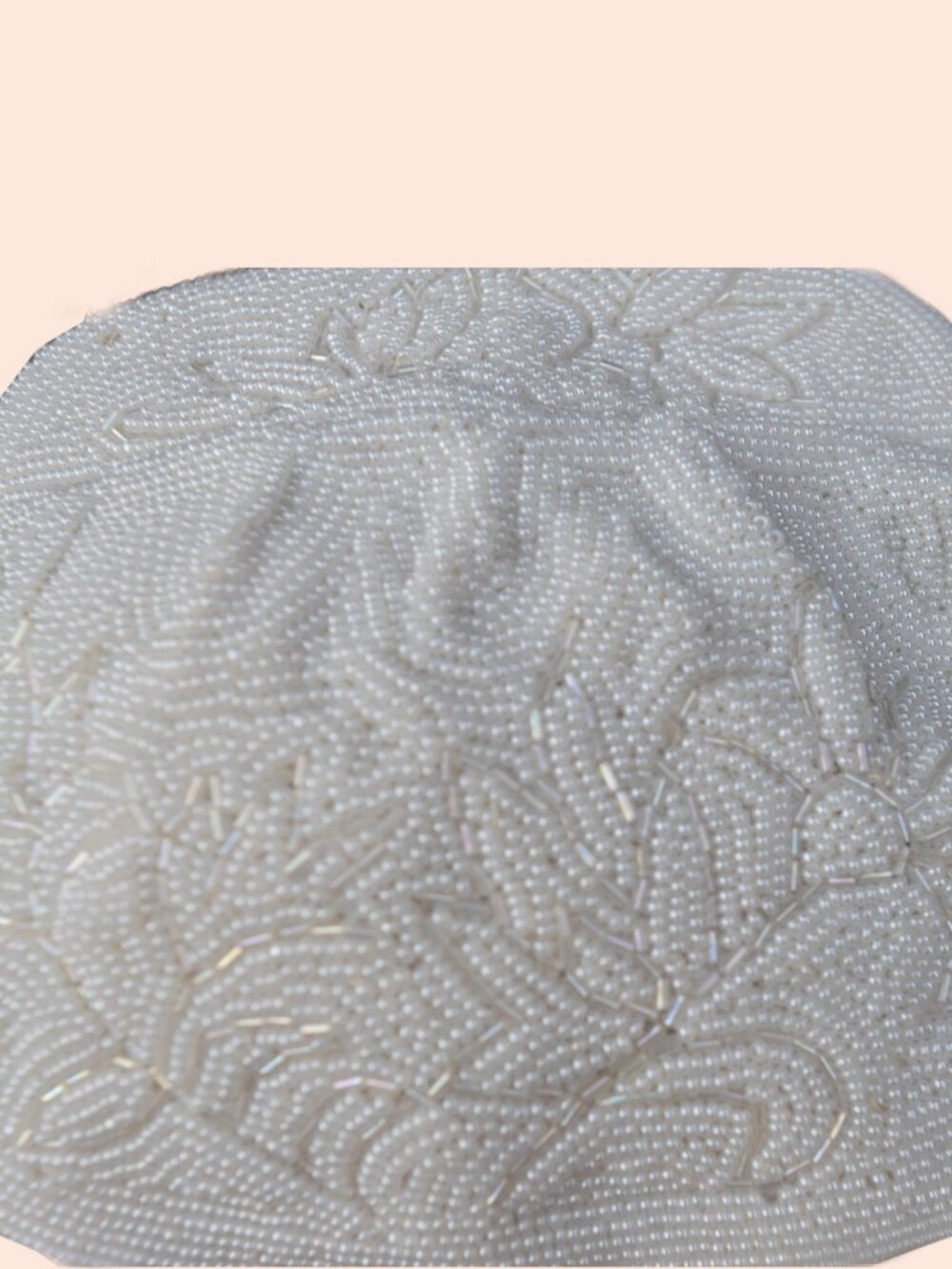 Vintage Japan Beaded Clutch Ivory Floral Evening Bag Kiss Lock Bridal Heirloom - Picture 5 of 8